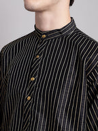 Jompers Men's Black Embroidered Design Kurta | Grocsy