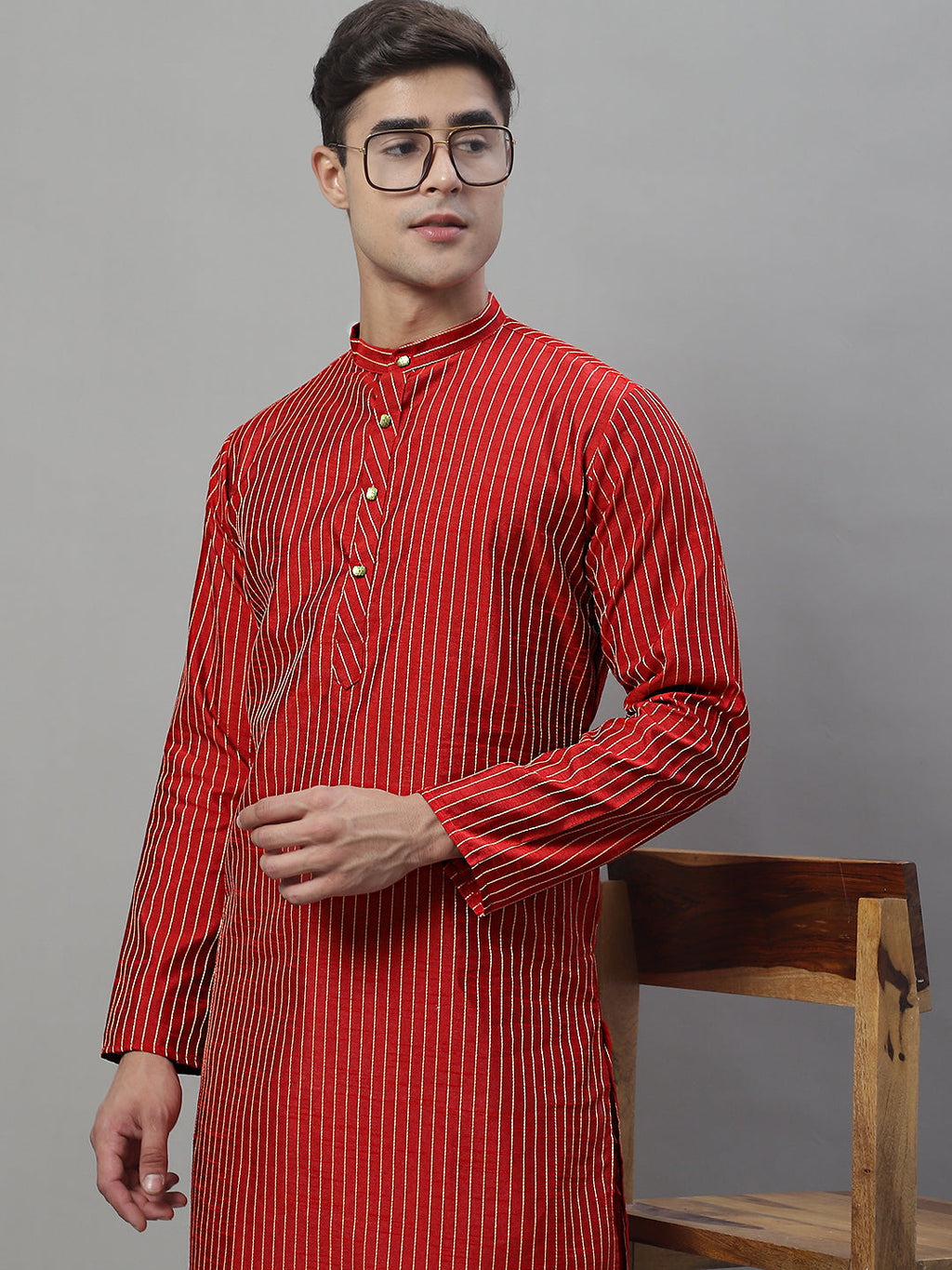 Jompers Men's Maroon Embroidered Kurta - Maroon | Grocsy