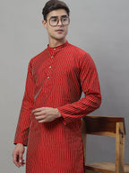 Jompers Men's Maroon Embroidered Kurta - Maroon | Grocsy