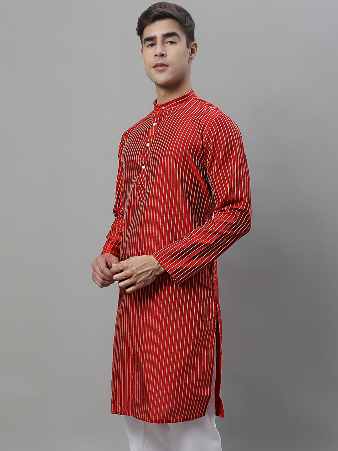 Jompers Men's Maroon Embroidered Kurta - Maroon | Grocsy