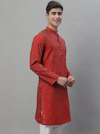 Jompers Men's Maroon Embroidered Kurta - Maroon | Grocsy