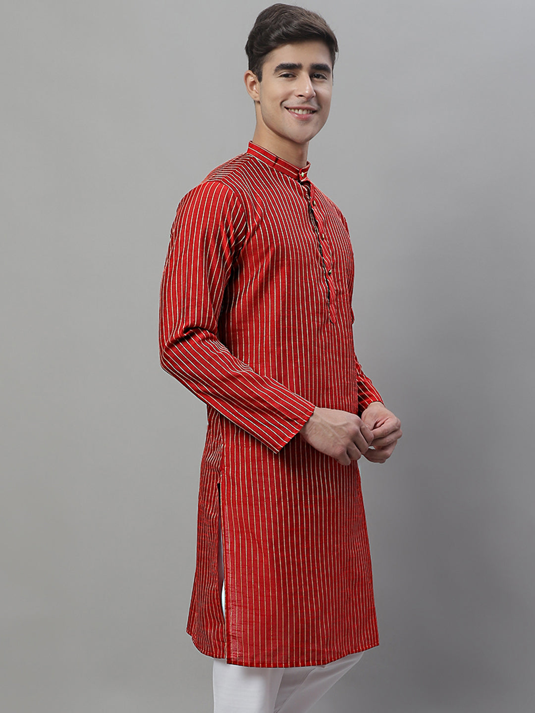 Jompers Men's Maroon Embroidered Kurta - Maroon | Grocsy