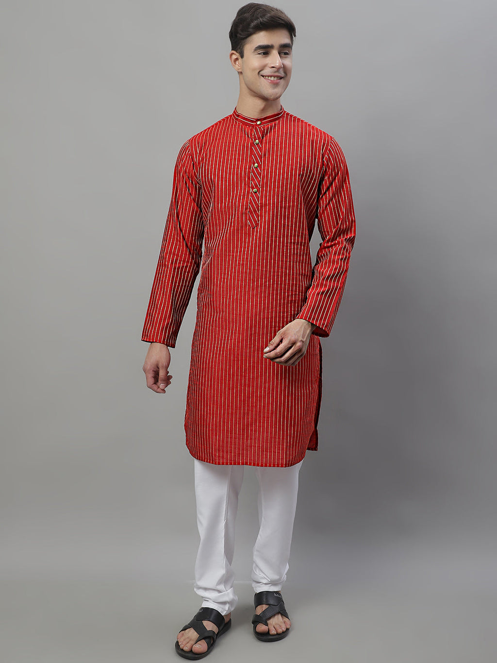 Jompers Men's Maroon Embroidered Kurta - Maroon | Grocsy