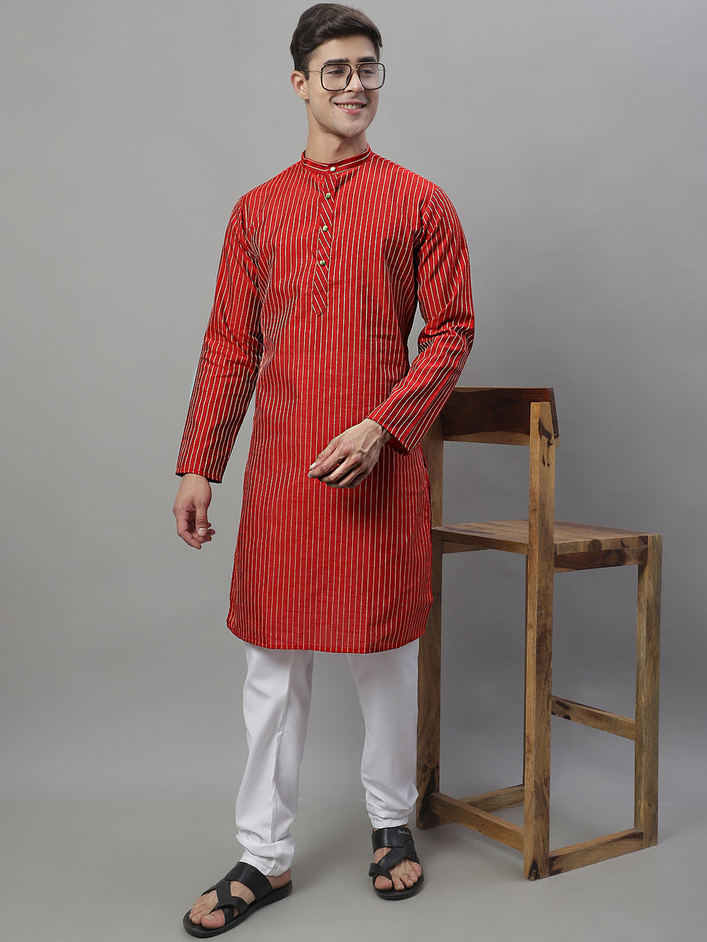 Jompers Men's Maroon Embroidered Kurta - Maroon | Grocsy