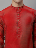 Jompers Men's Maroon Embroidered Kurta - Maroon | Grocsy