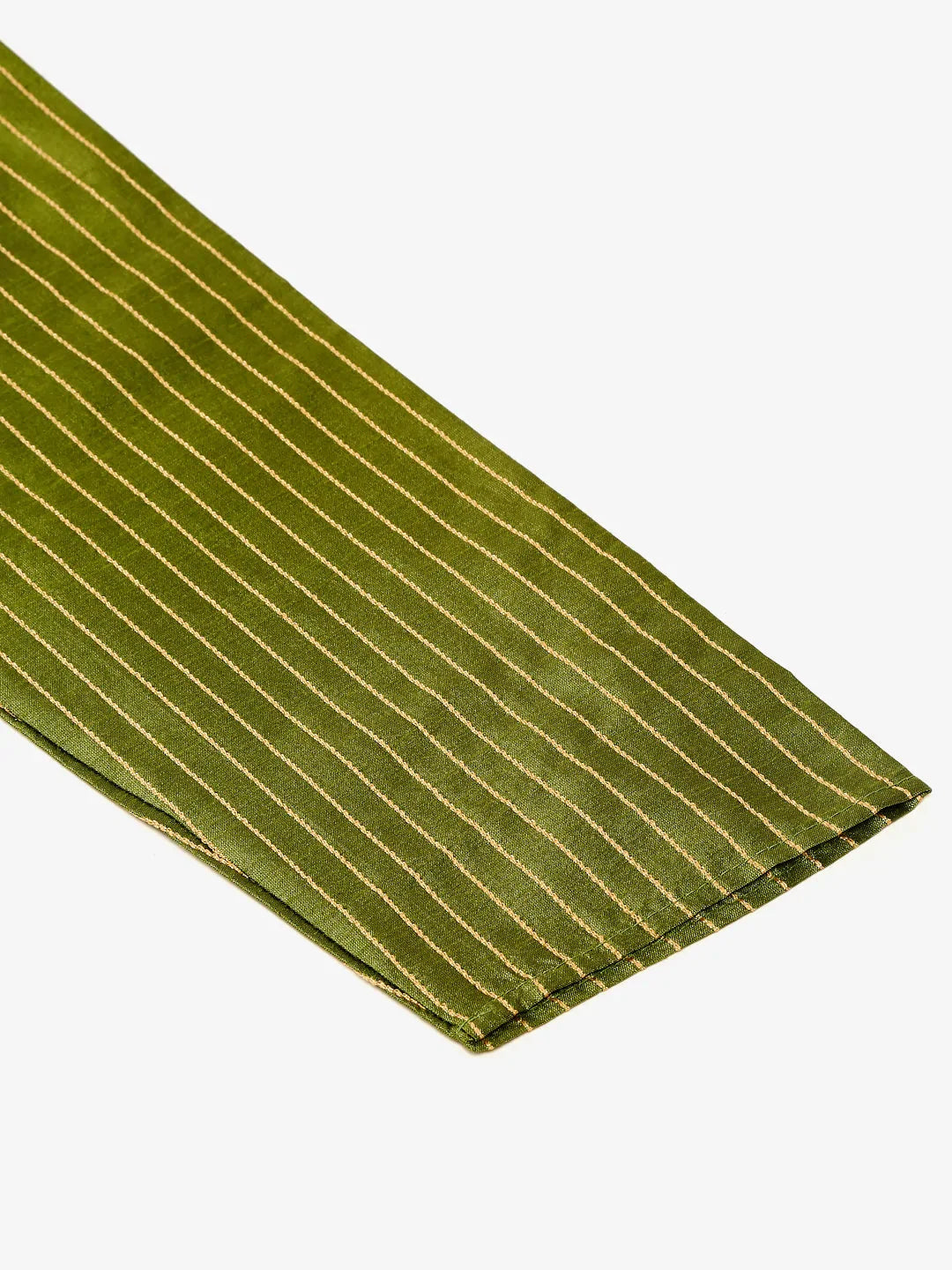Jompers Men's Olive Green Striped Pleated Chikankari Kurta Only | Grocsy