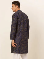 Jompers Men's Navy Blue Paisley Printed Kurta Only | Grocsy