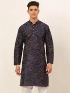 Jompers Men's Navy Blue Paisley Printed Kurta Only | Grocsy
