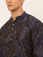Jompers Men's Navy Blue Paisley Printed Kurta Only | Grocsy