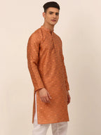Jompers Men's Peach Floral Printed Kurta Only | Grocsy