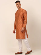 Jompers Men's Peach Floral Printed Kurta Only | Grocsy