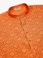 Jompers Men's Peach Floral Printed Kurta Only | Grocsy