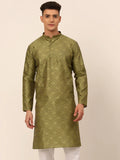 Jompers Men's Pista Green Floral Printed Kurta Only | Grocsy