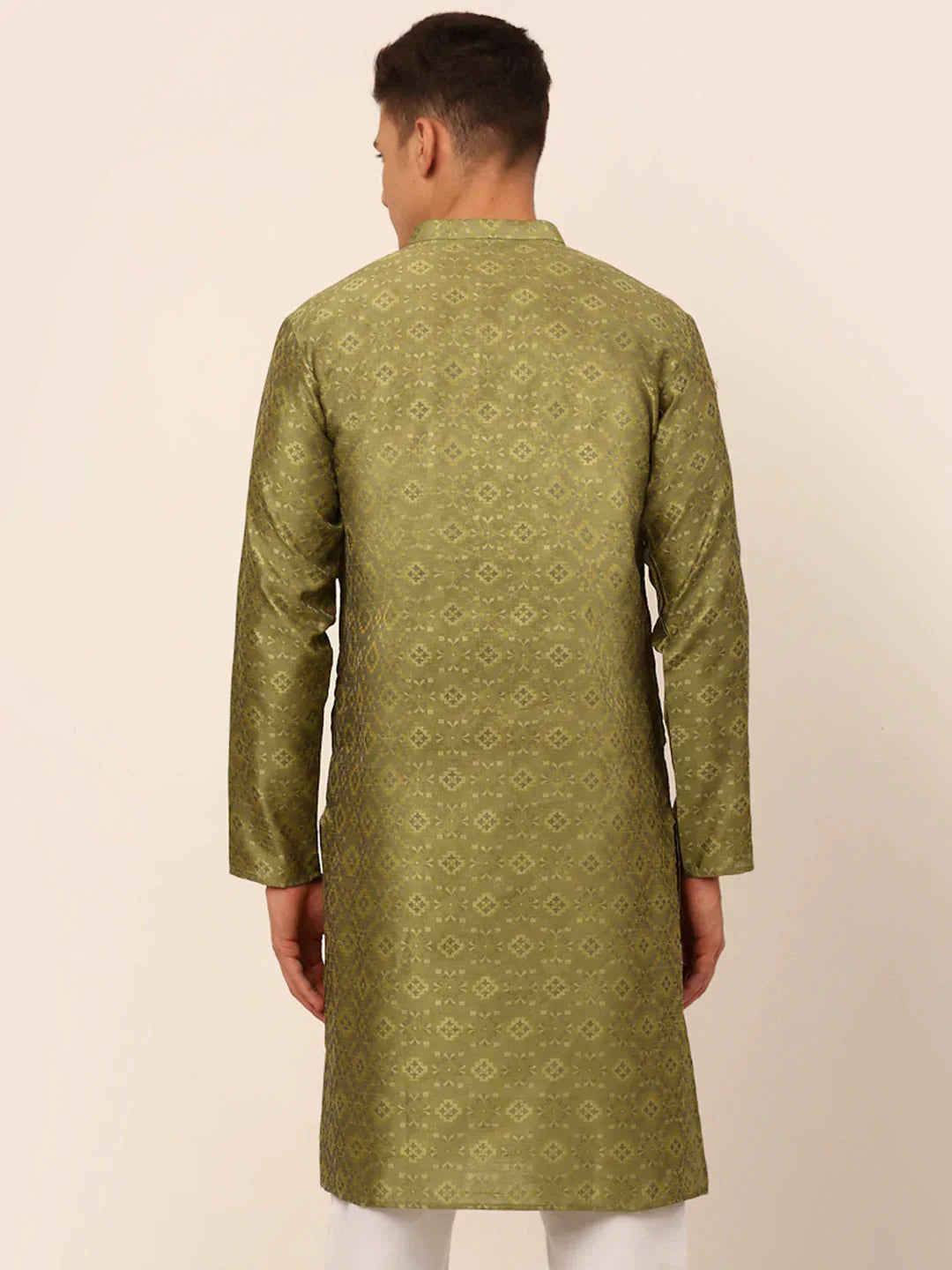Jompers Men's Pista Green Floral Printed Kurta Only | Grocsy