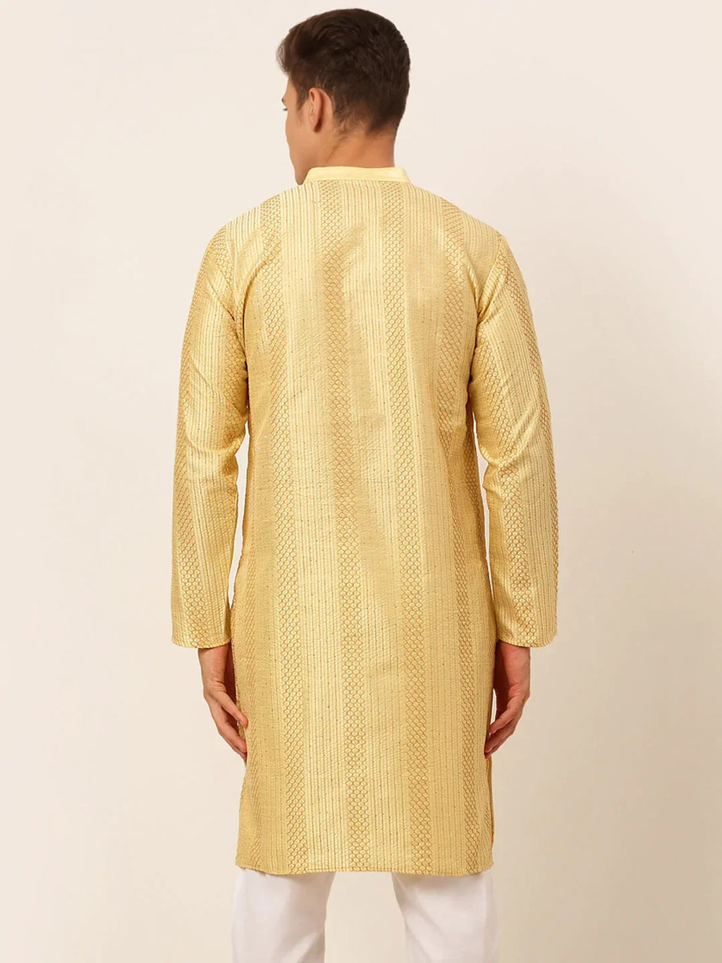 Jompers Men's Golden Embroiderd Kurta Only | Grocsy