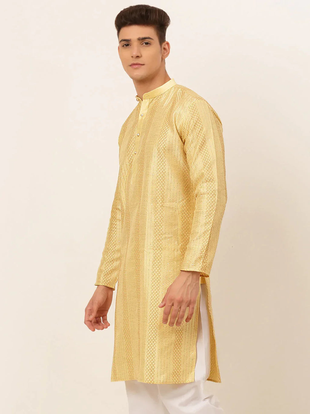 Jompers Men's Golden Embroiderd Kurta Only | Grocsy