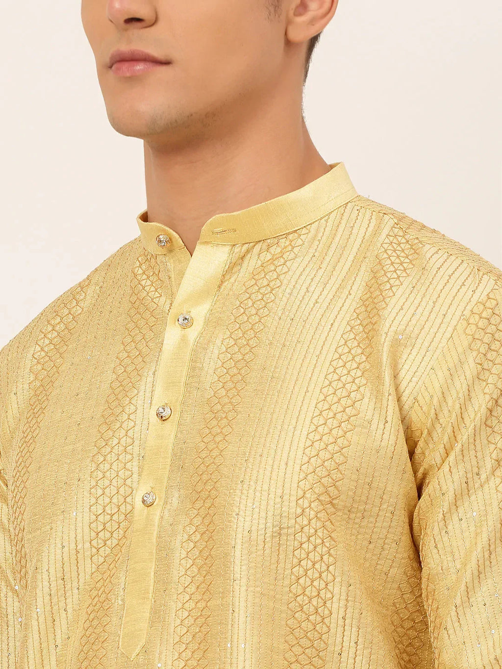 Jompers Men's Golden Embroiderd Kurta Only | Grocsy