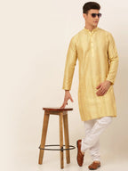 Jompers Men's Golden Embroiderd Kurta Only | Grocsy
