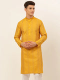 Jompers Men's Mustard Embroiderd Kurta Only | Grocsy