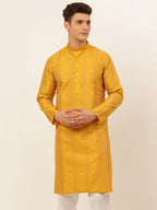 Jompers Men's Mustard Embroiderd Kurta Only | Grocsy