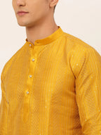 Jompers Men's Mustard Embroiderd Kurta Only | Grocsy