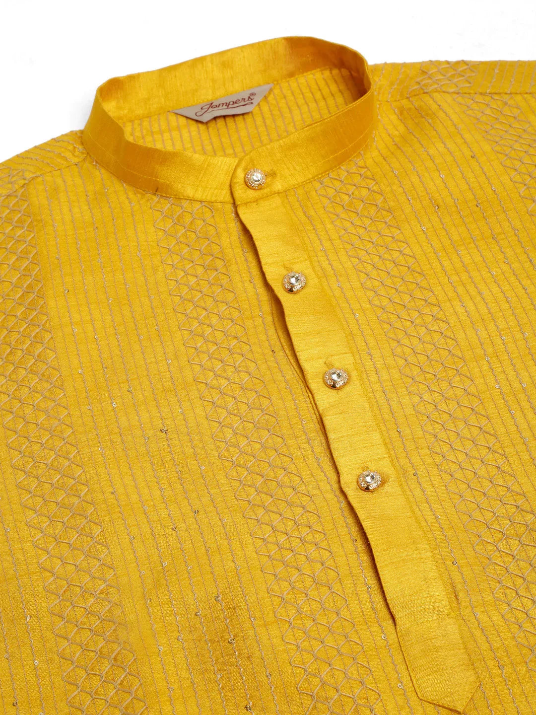 Jompers Men's Mustard Embroiderd Kurta Only | Grocsy
