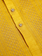 Jompers Men's Mustard Embroiderd Kurta Only | Grocsy