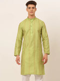 Jompers Men's Pista Green Embroiderd Kurta Only | Grocsy