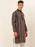 Jompers Men's Purple Embroiderd Kurta Only | Grocsy