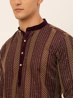 Jompers Men's Purple Embroiderd Kurta Only | Grocsy