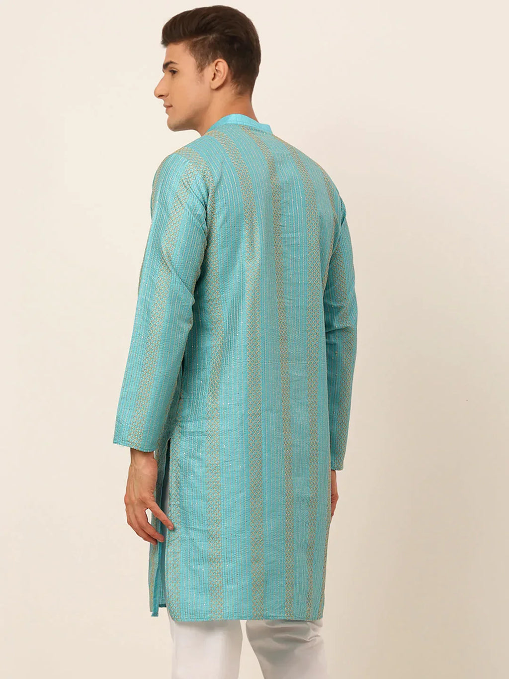 Jompers Men's Sky Blue Embroiderd Kurta Only | Grocsy