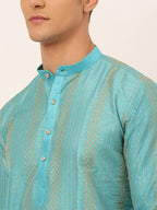 Jompers Men's Sky Blue Embroiderd Kurta Only | Grocsy