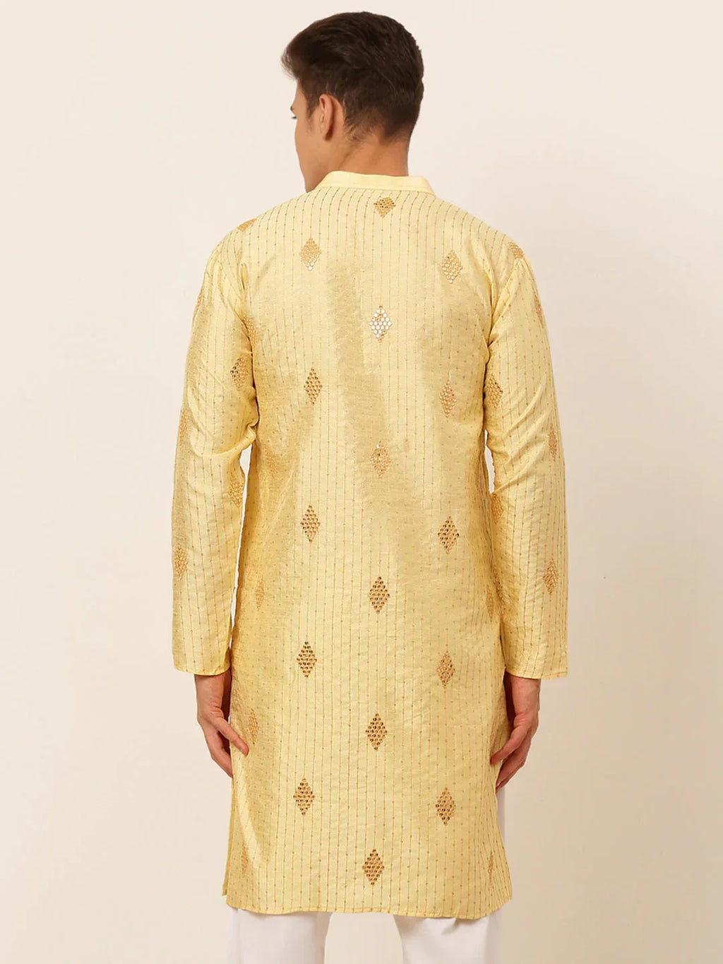 Jompers Men's Golden Embroidered Sequinned Kurta Only | Grocsy