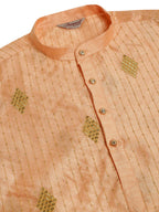 Jompers Men's Peach Embroidered Sequinned Kurta Only | Grocsy