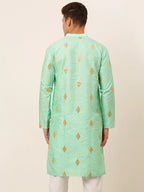 Jompers Men's Sky Blue Embroidered Sequinned Kurta Only | Grocsy