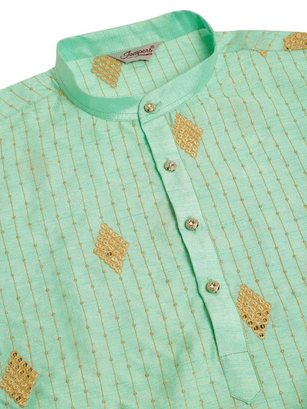Jompers Men's Sky Blue Embroidered Sequinned Kurta Only | Grocsy