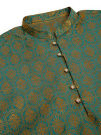 Jompers Men's Blue and Golden Woven Design Kurta Only | Grocsy