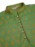 Jompers Men's Green and Golden Woven Design Kurta Only | Grocsy