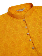 Jompers Men's Mustard and Golden Woven Design Kurta Only | Grocsy