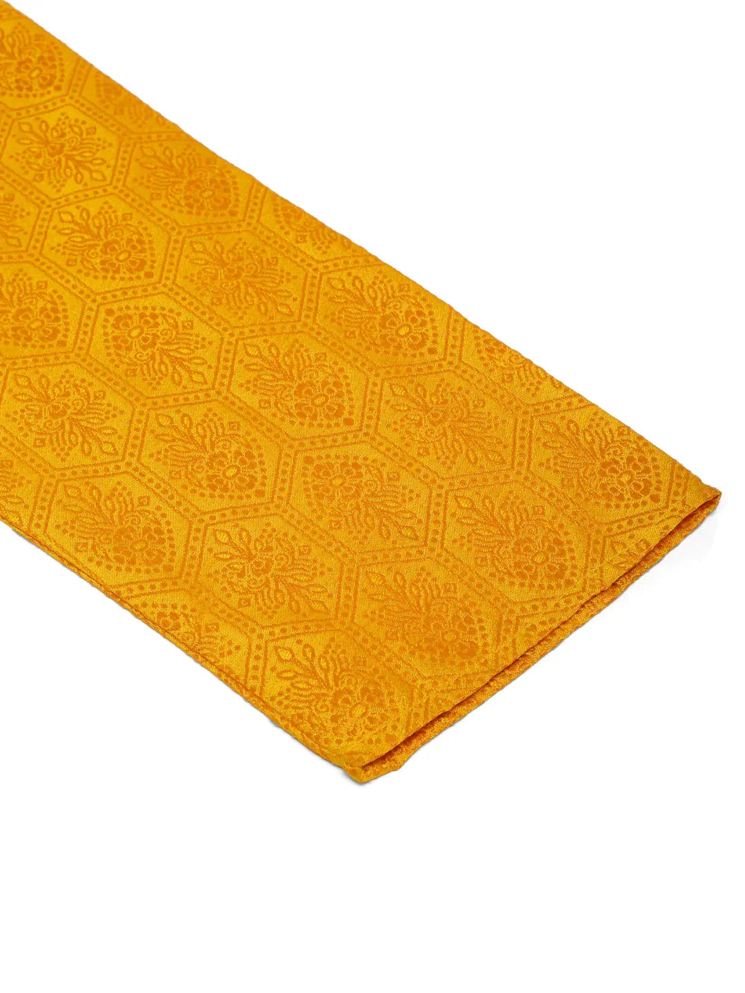 Jompers Men's Mustard and Golden Woven Design Kurta Only | Grocsy