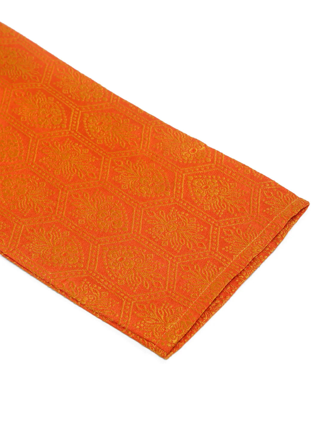 Jompers Men's Orange and Golden Woven Design Kurta Only | Grocsy