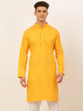 Jompers Men's Mustard Woven Design Kurta Only | Grocsy