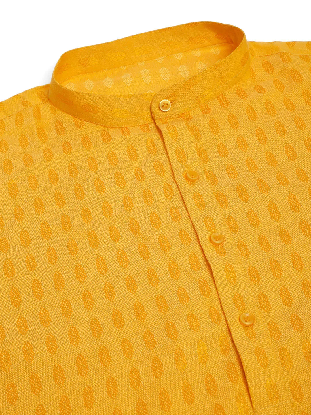 Jompers Men's Mustard Woven Design Kurta Only | Grocsy