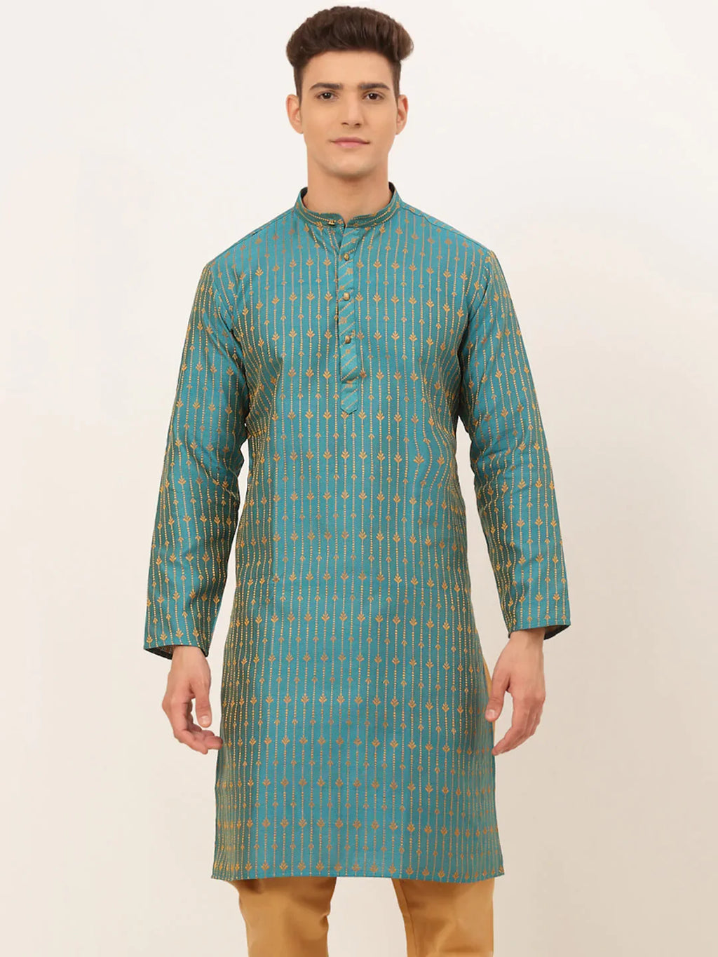 Jompers Men's Blue Embroidered Kurta Only | Grocsy