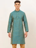 Jompers Men's Blue Embroidered Kurta Only | Grocsy