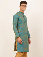Jompers Men's Blue Embroidered Kurta Only | Grocsy