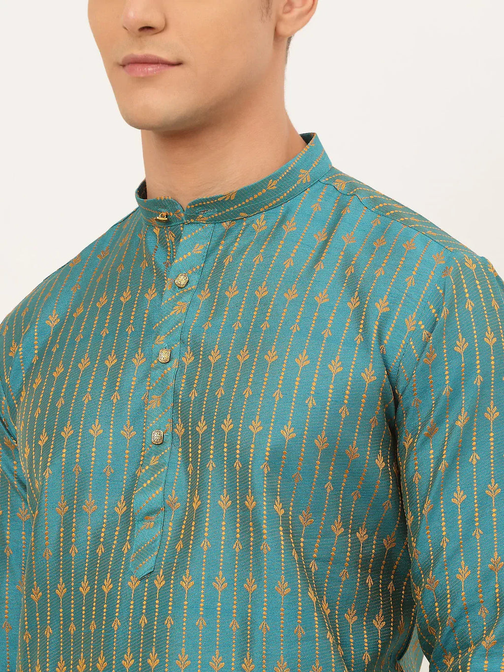 Jompers Men's Blue Embroidered Kurta Only | Grocsy
