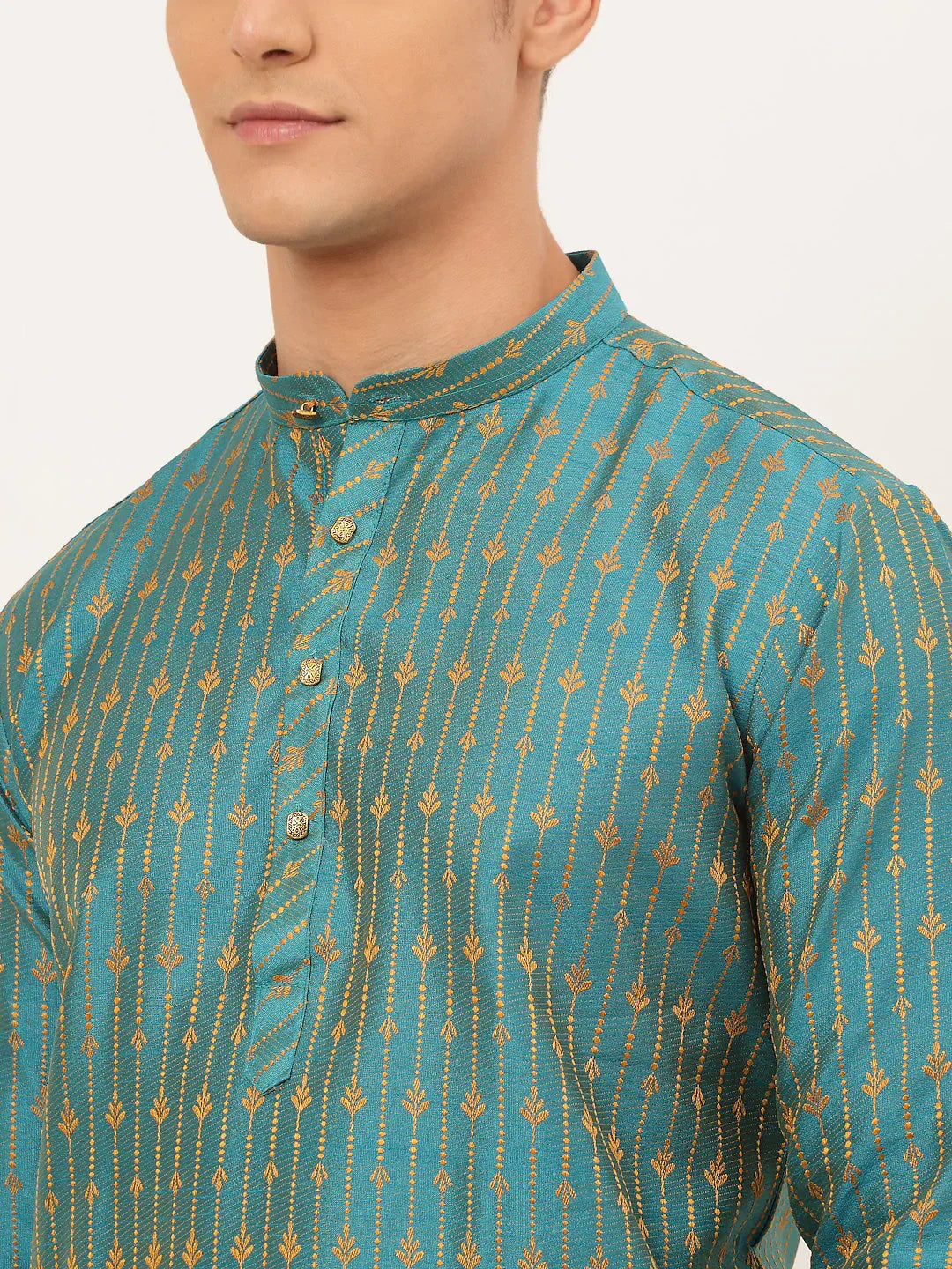 Jompers Men's Blue Embroidered Kurta Only | Grocsy