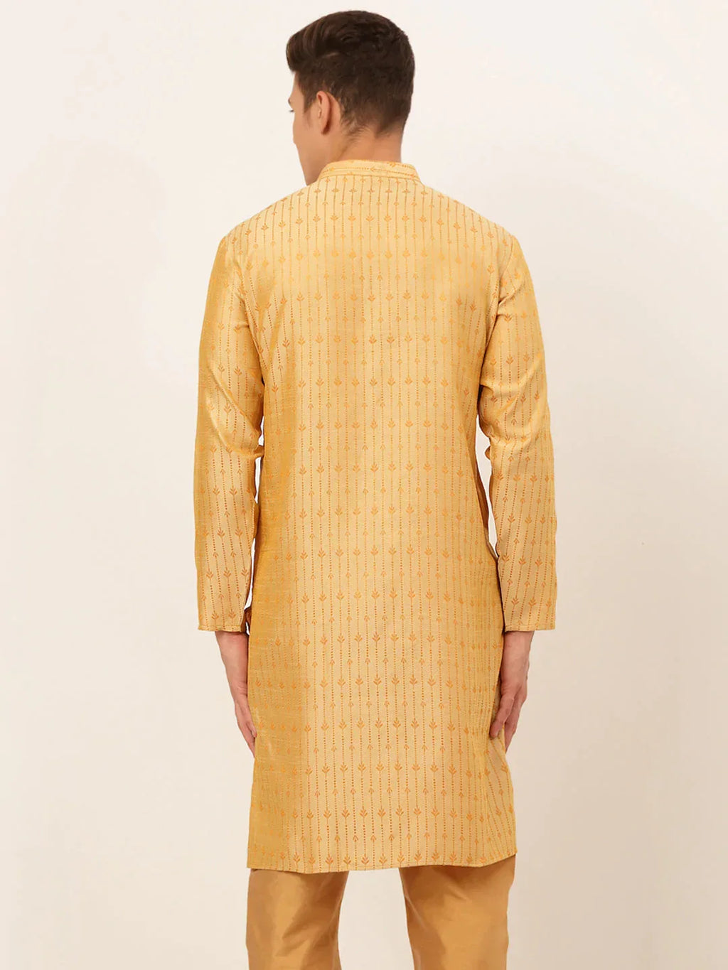 Jompers Men's Golden Embroidered Kurta Only | Grocsy