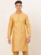 Jompers Men's Golden Embroidered Kurta Only | Grocsy